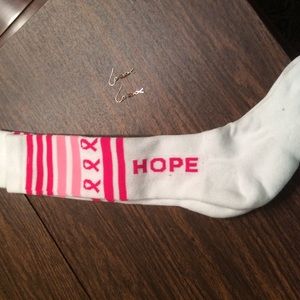 Breast cancer awareness socks and earrings