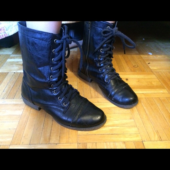 Black combat boots (: