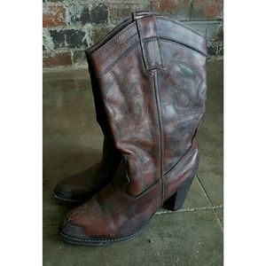 Stitched Western Leather Cowgirl Heeled Boot - Women's 11