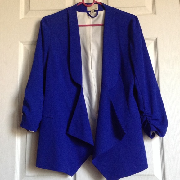 Royal blue asymmetric blazer