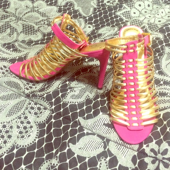 Hot pink and gold heels