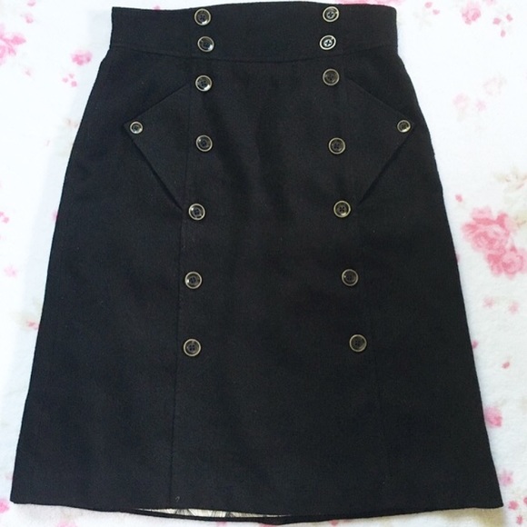 Re:Sound Dresses & Skirts - Black High Waisted Button Front Skirt