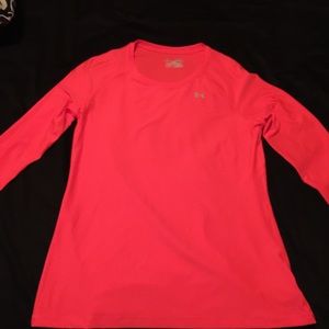 Neon orange under arm our long sleeve fitted shirt