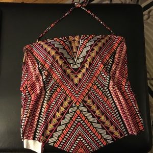 Becca Aztec print angled hem tankini top
