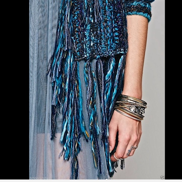 Free People turquoise & blues  Fringe Cardigan S - Picture 4 of 4