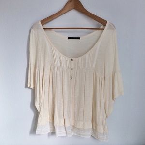 Cream Top with Bell Sleeves and Lace Detailing