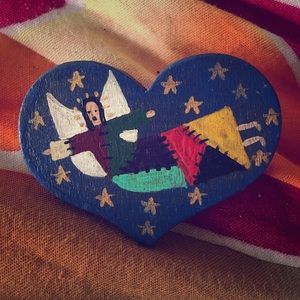 Vintage hand painted folk Angel pin