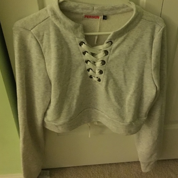 Criss Cross Front croped Sweater