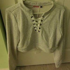 Criss Cross Front croped Sweater