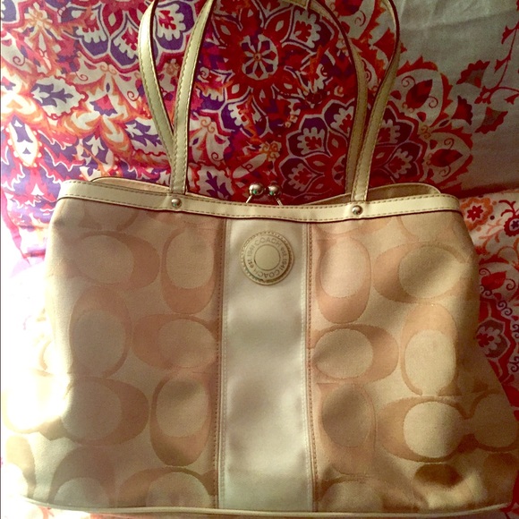 Cream Coach Handbag