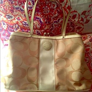 Cream Coach Handbag
