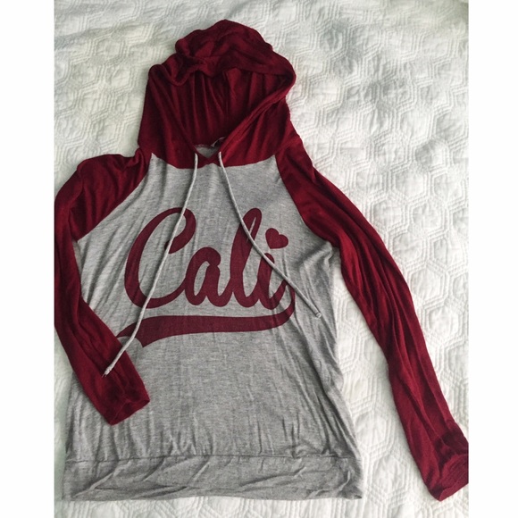 Burgandy and grey shirt hoodie