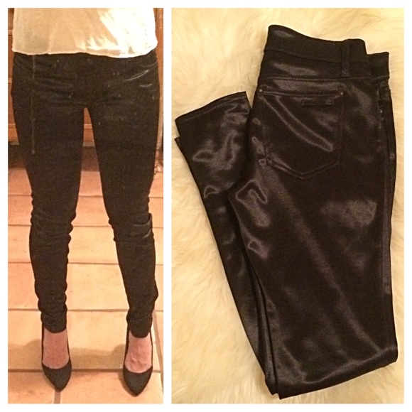 shiny black skinny pants