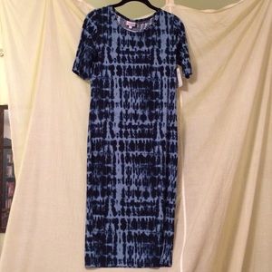 Lularoe Julia Black and Blue Tie Dye NWT