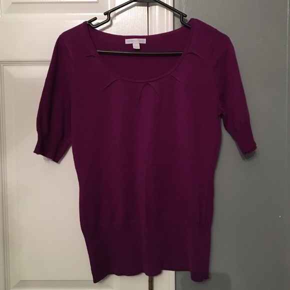 Purple Short Sleeve Knit Blouse
