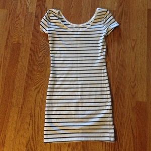 Black and white striped bodycon dress