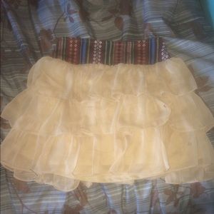 Tan skirt with patterned waist