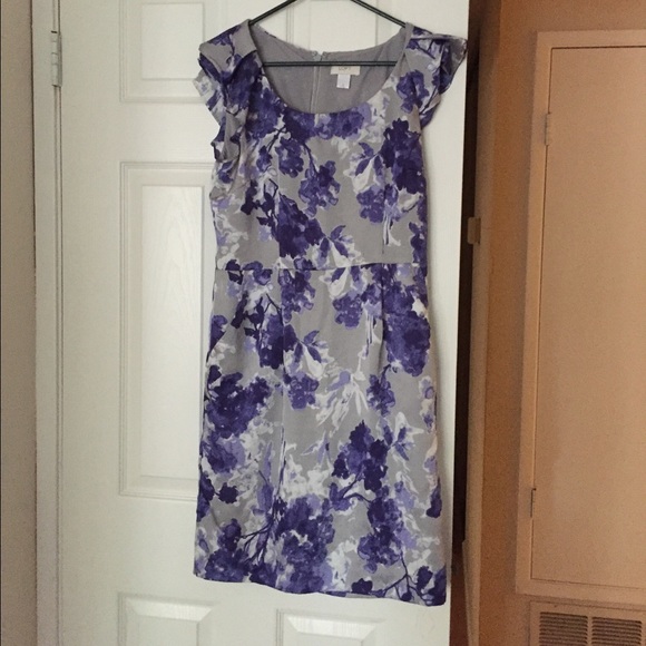 Ann Taylor Loft blue grey floral dress