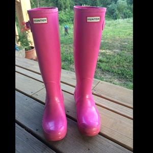 Hot Pink Hunter Rain Boots TALL