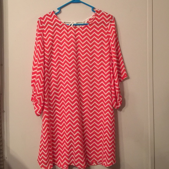 Chevron print salmon large Emma Rose tunic dress