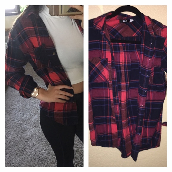 BDG URBAN OUTFITTERS DEEP RED/NAVY FLANNEL