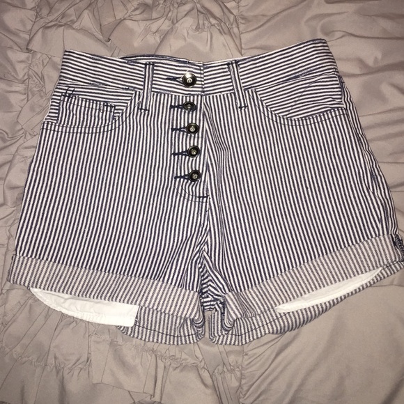 Striped high waisted shorts