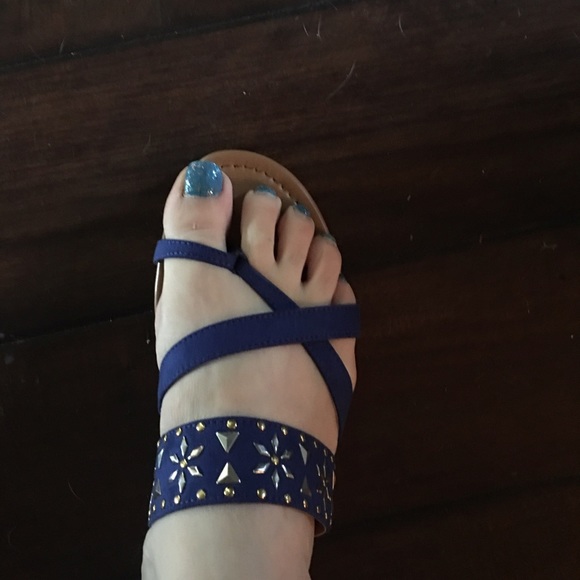 Cute blue sandals with gold bling