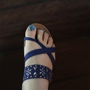 Cute blue sandals with gold bling