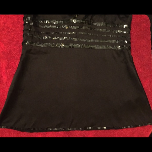 Bebe Vneck Sequin Black Silky Top, Sz S, NWT - Picture 3 of 4