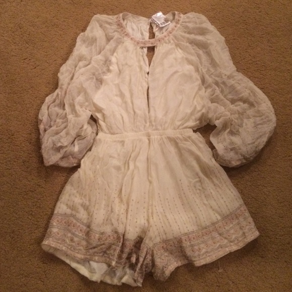 Brand New S Free People Embellished Ivory Romper
