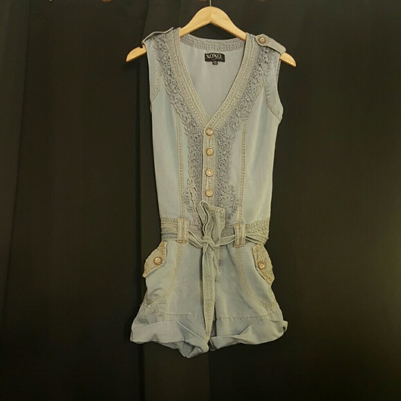 XOXO chambray jean romper.