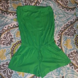 Green Strapless Romper