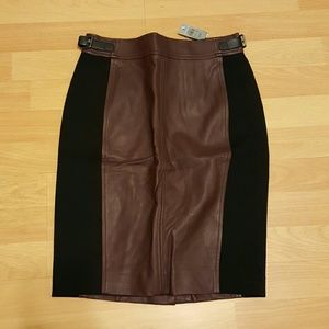 NWT Maroon Pleather Skirt with Elastic Sides