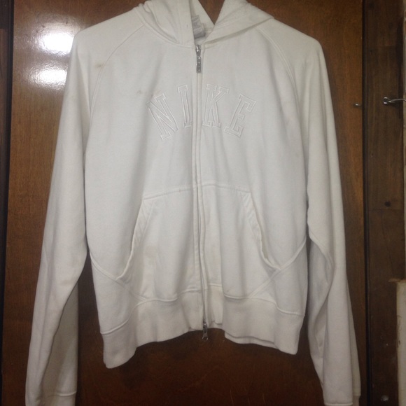 White Nike Zip Up Hoodie - Picture 1 of 4
