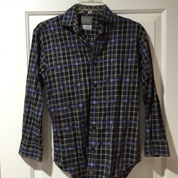 Thomas Dean Button Up Boys Dress Shirt Sz 10/12 M