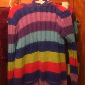 Rainbow Hooded Long Cardigan Sweater