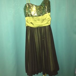 Green and Black Sequin Dress