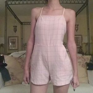 Pink Grid Romper.
