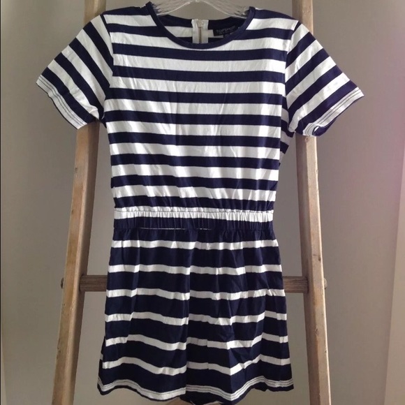 Topshop Navy White Striped Romper 2 XS