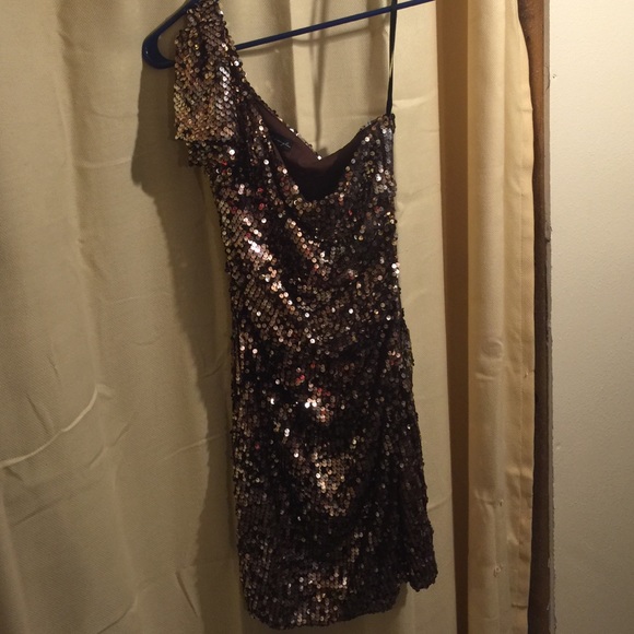 Beautiful One Shoulder Bronze Dress