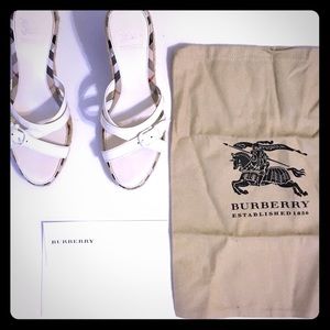 White Nova Check Burberry Espadrille Wedge Sandal