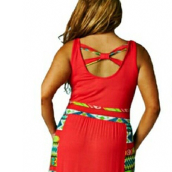 PLUS SIZE: Coral Maxi Tank Dress - Picture 2 of 4