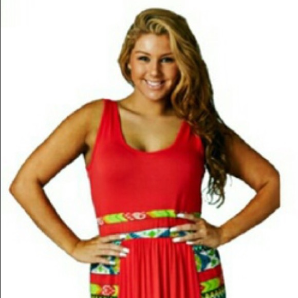 PLUS SIZE: Coral Maxi Tank Dress - Picture 3 of 4