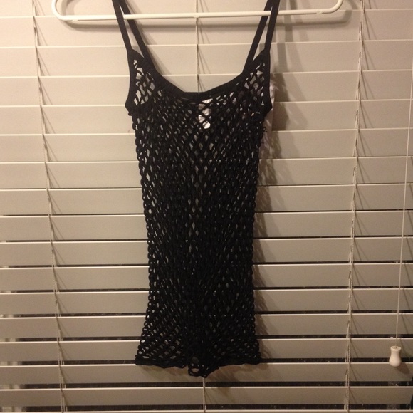 Black fish net body shirt Made in the USA