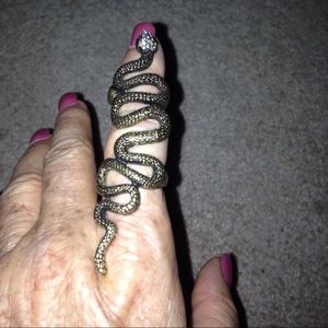 Finger length  copper snake ring.