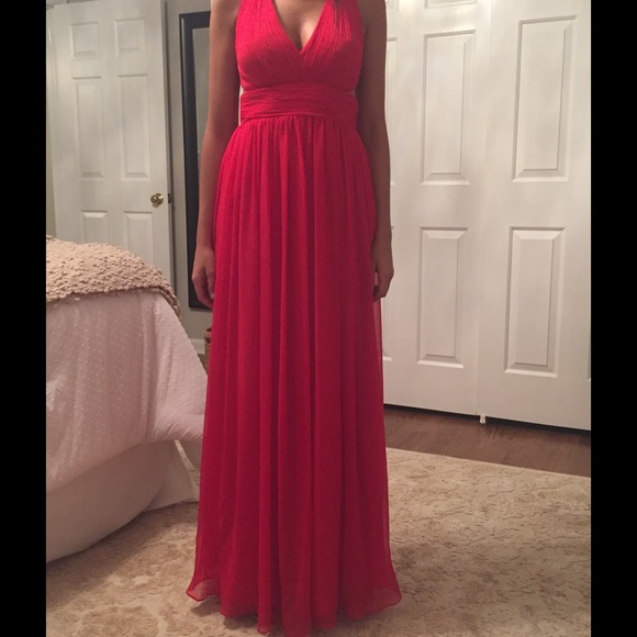 Aidan Mattox red chiffon formal dress