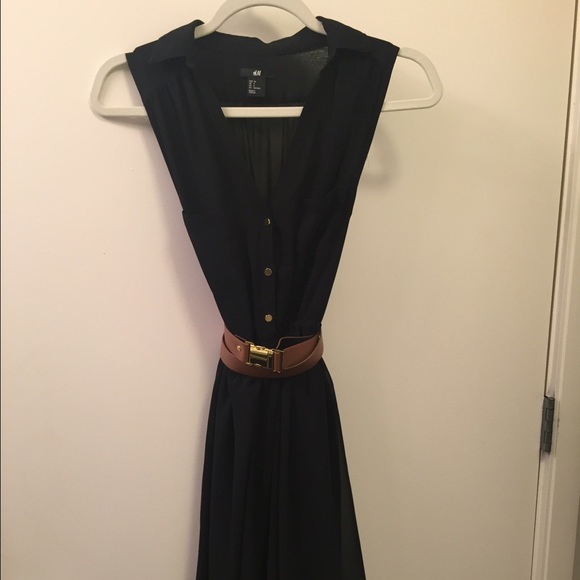 Black a-line button-up dress