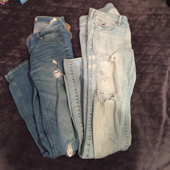 2 distressed hollister jeans