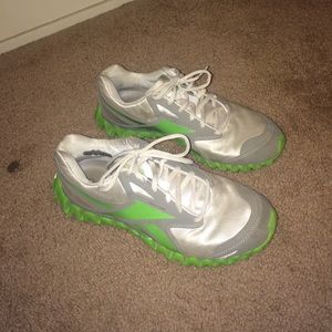 Reebok green white and grey running shoes