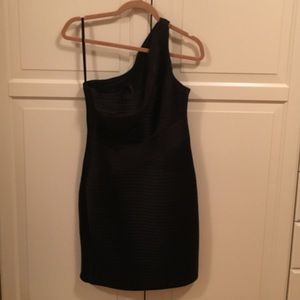 One shoulder black dress